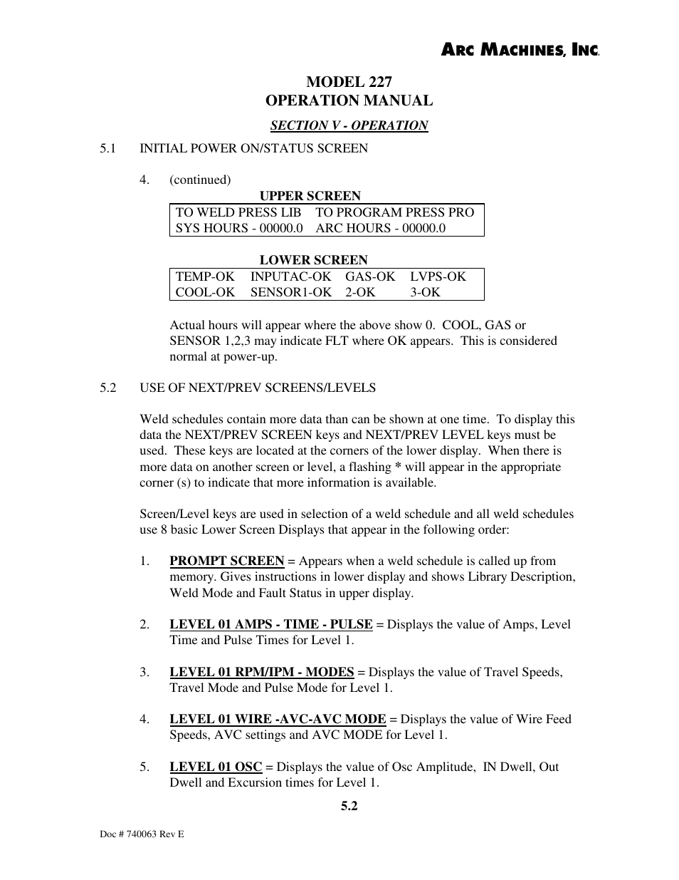 Arc Machines 227 User Manual | Page 46 / 86