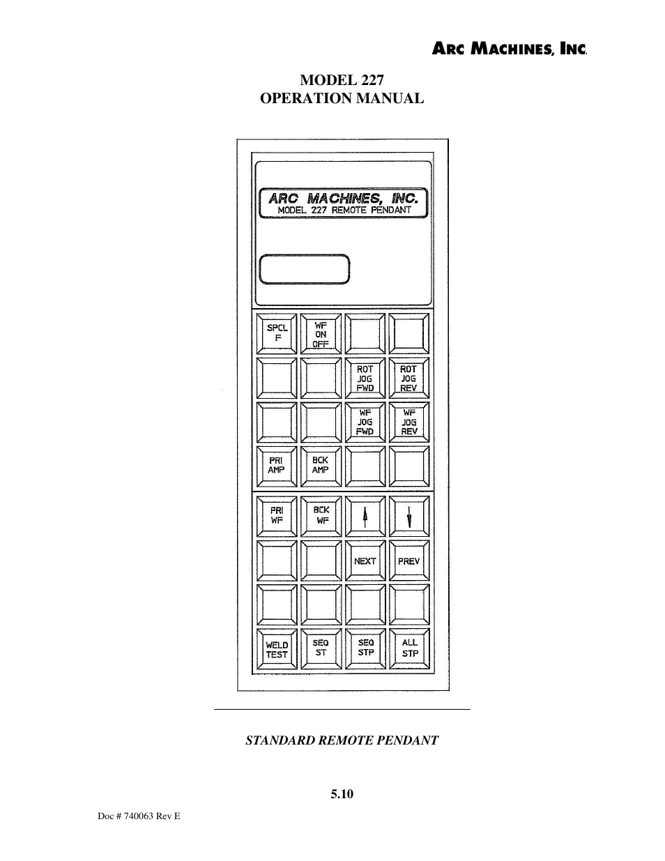 Model 227 operation manual | Arc Machines 227 User Manual | Page 54 / 86