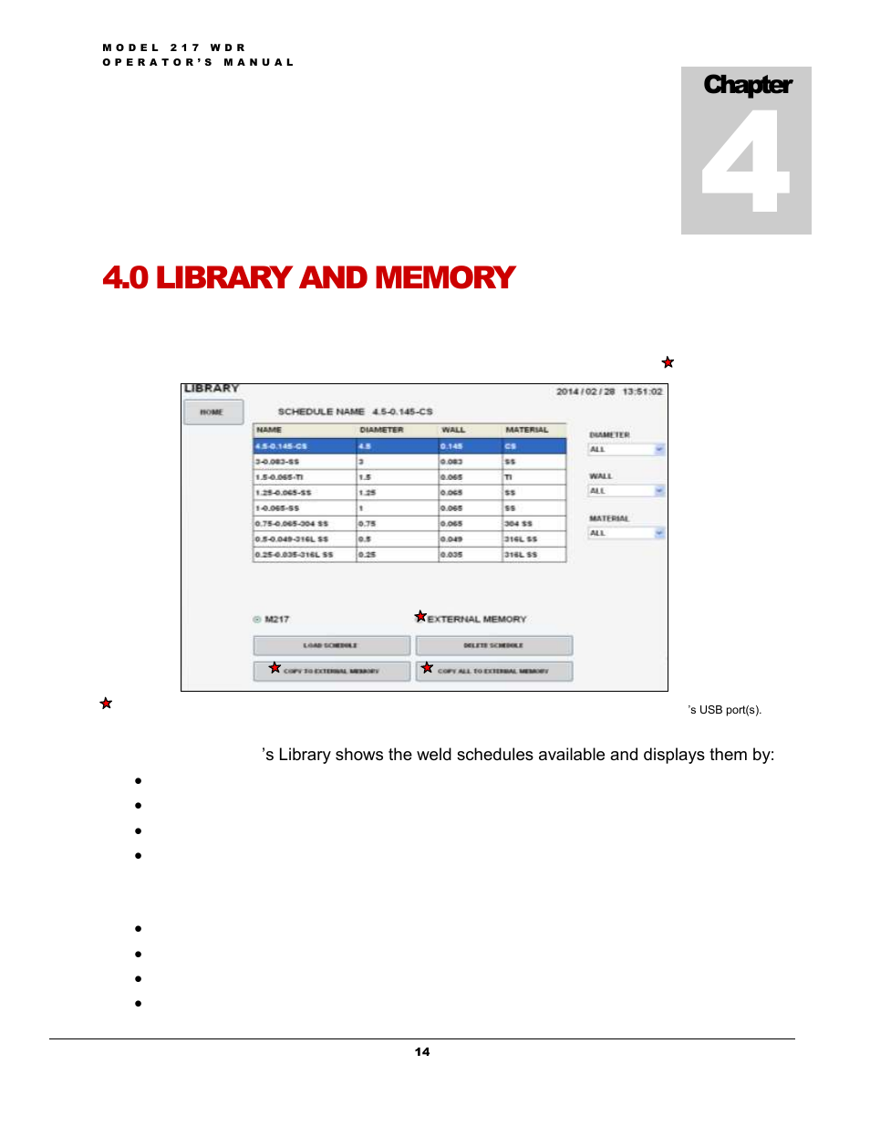 Library, Chapter | Arc Machines 217 WDR User Manual | Page 18 / 51