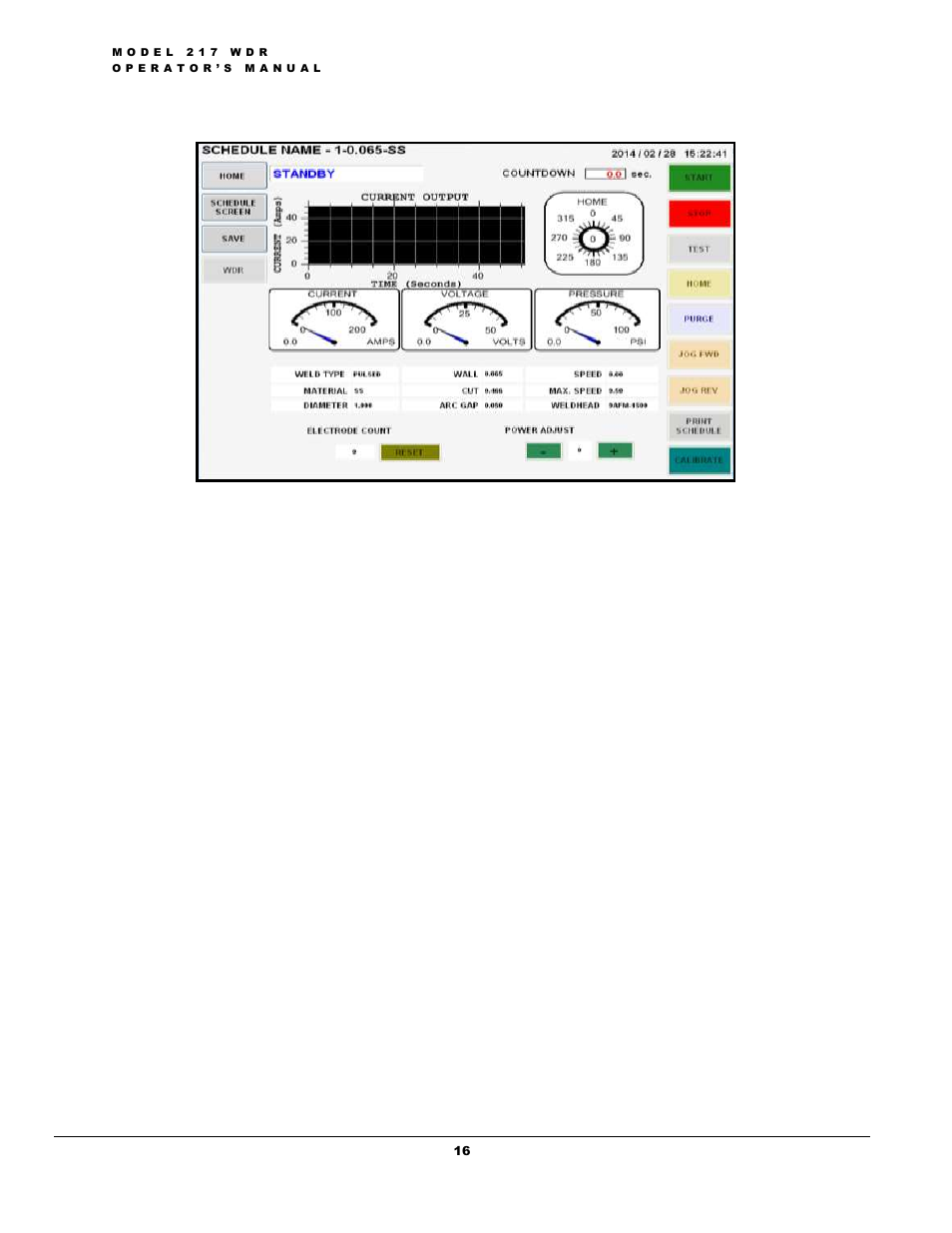 Weld screen | Arc Machines 217 WDR User Manual | Page 20 / 51