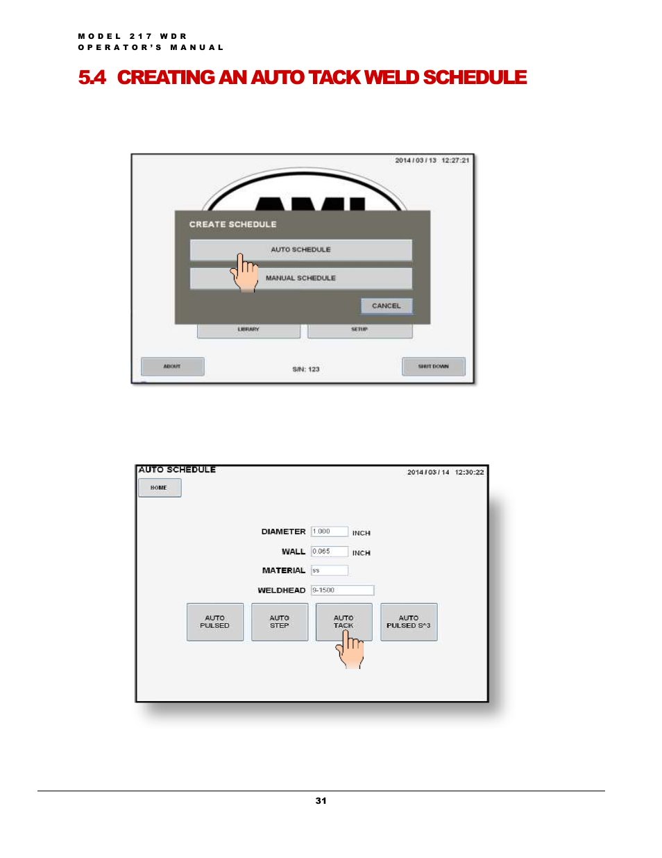 4 creating an auto tack weld schedule | Arc Machines 217 WDR User Manual | Page 35 / 51