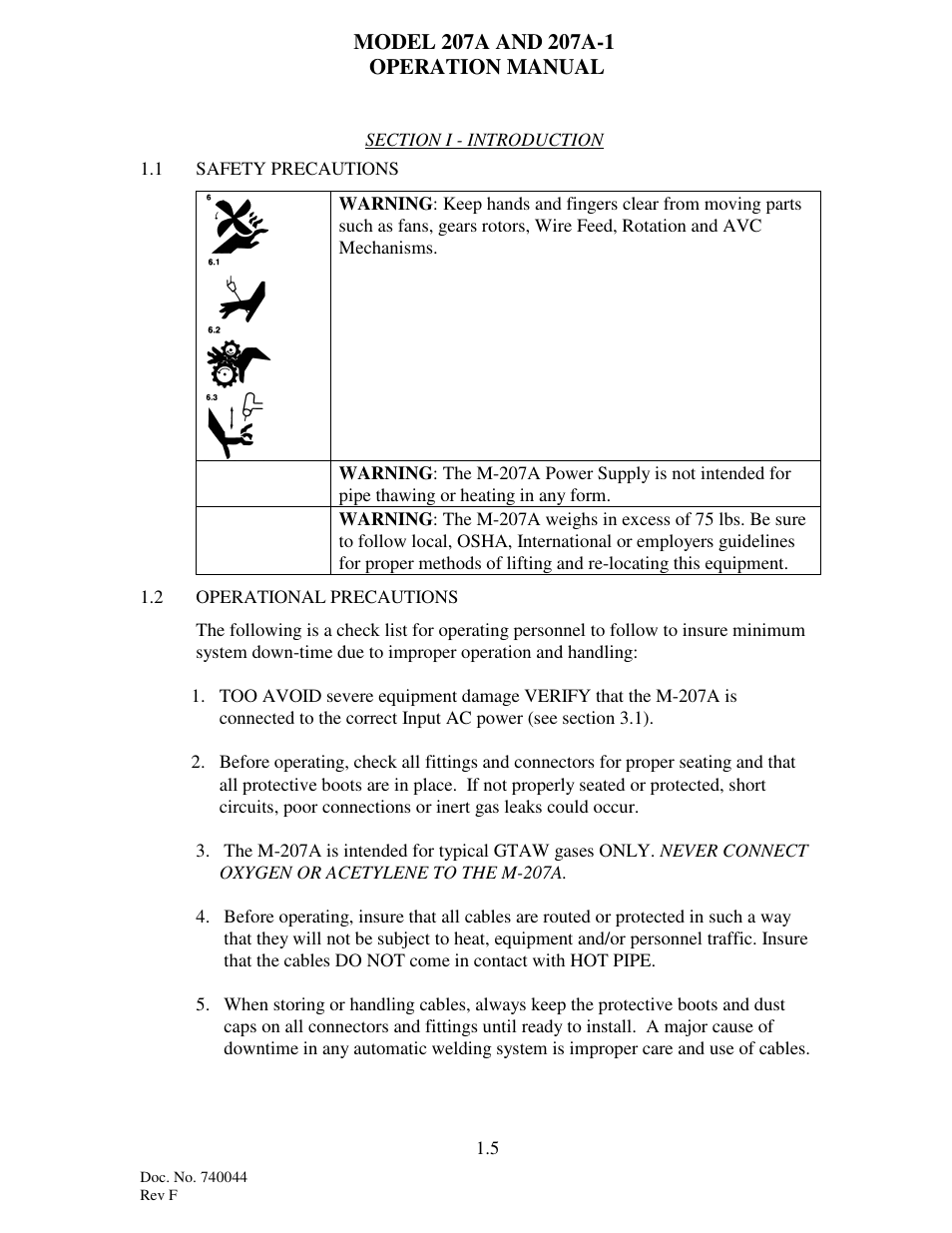 Arc Machines 207 User Manual | Page 10 / 77
