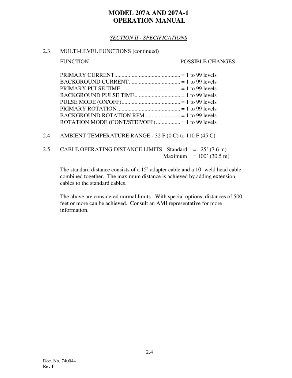 Arc Machines 207 User Manual | Page 16 / 77