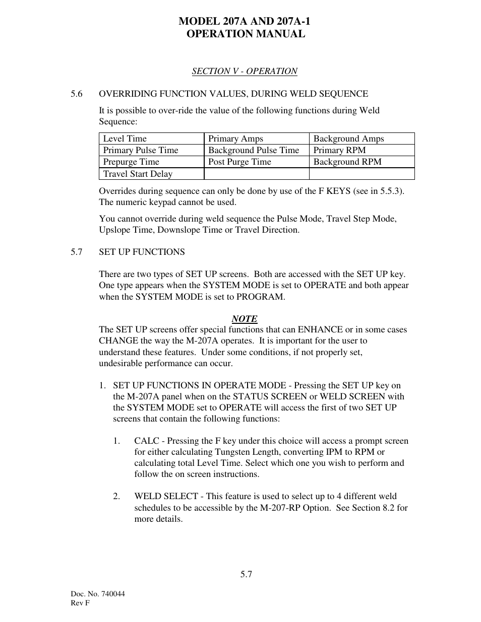 Arc Machines 207 User Manual | Page 42 / 77