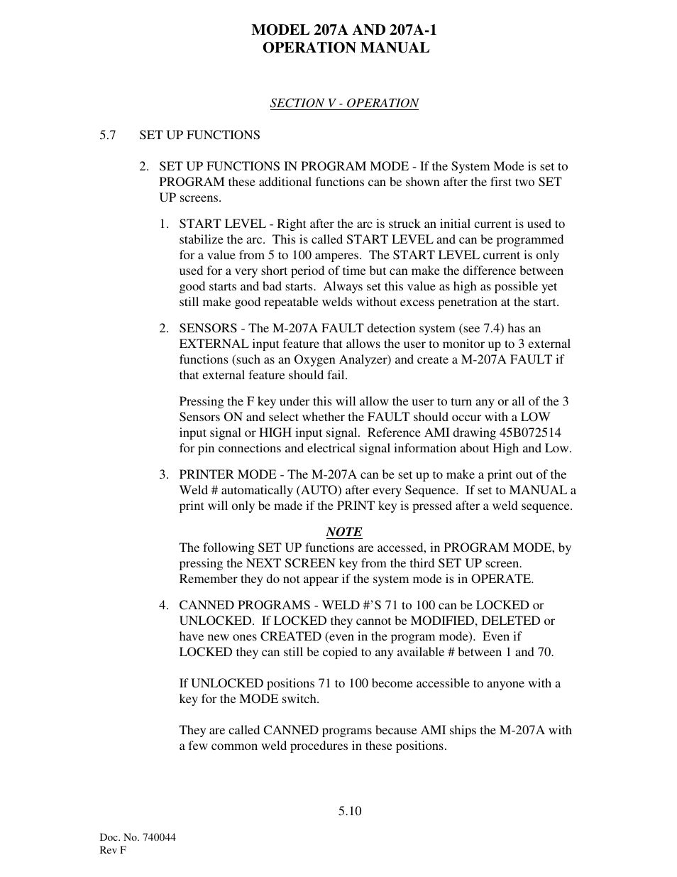 Arc Machines 207 User Manual | Page 45 / 77