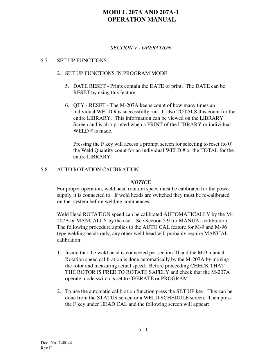 Arc Machines 207 User Manual | Page 46 / 77