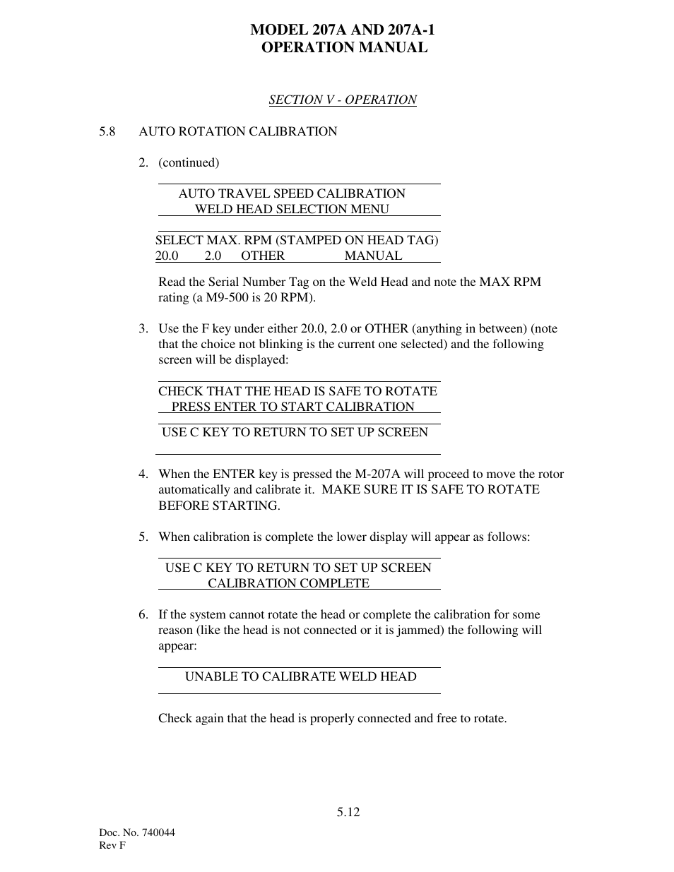 Arc Machines 207 User Manual | Page 47 / 77