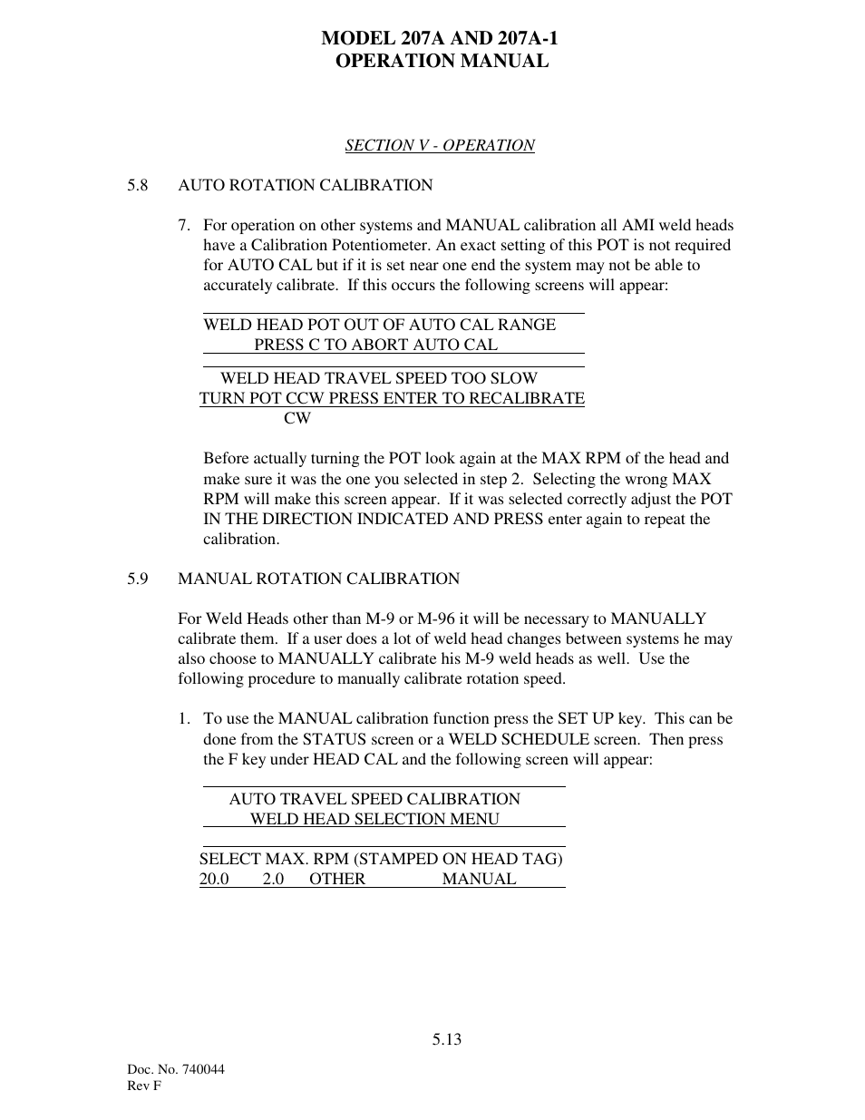 Arc Machines 207 User Manual | Page 48 / 77