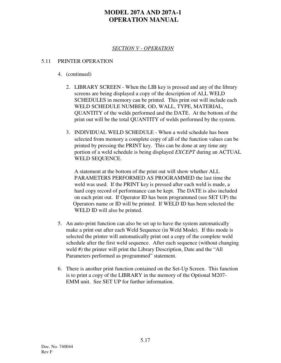 Arc Machines 207 User Manual | Page 52 / 77