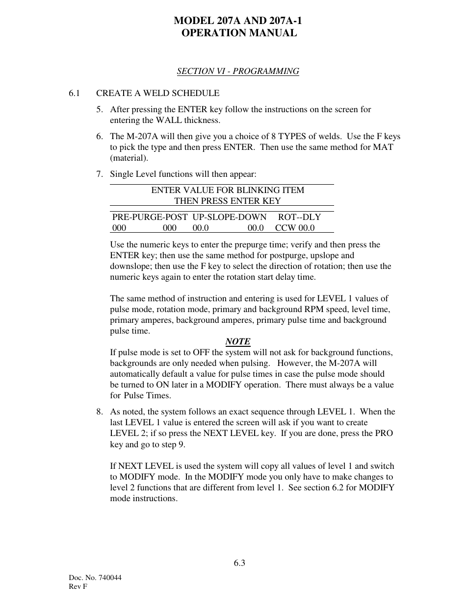 Arc Machines 207 User Manual | Page 55 / 77