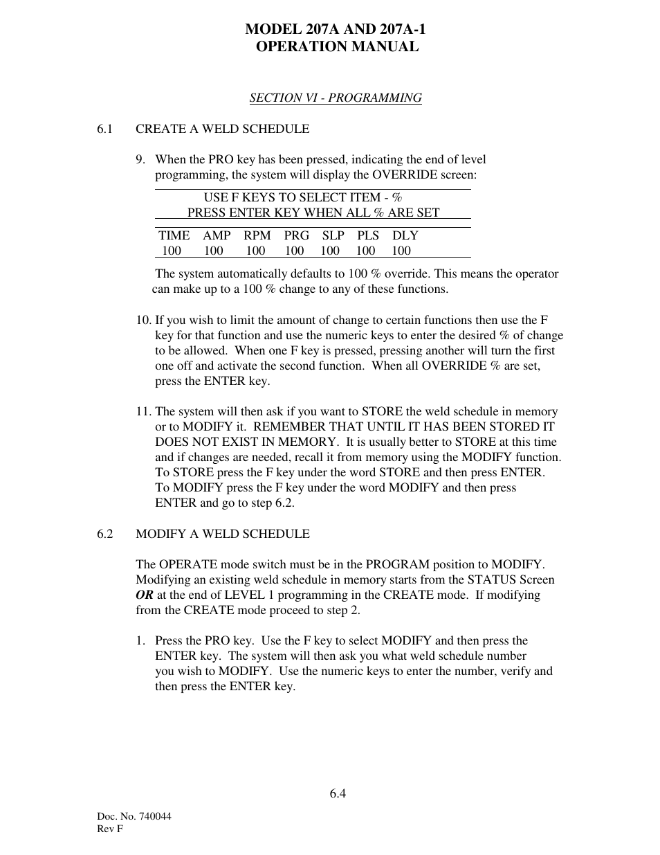 Arc Machines 207 User Manual | Page 56 / 77