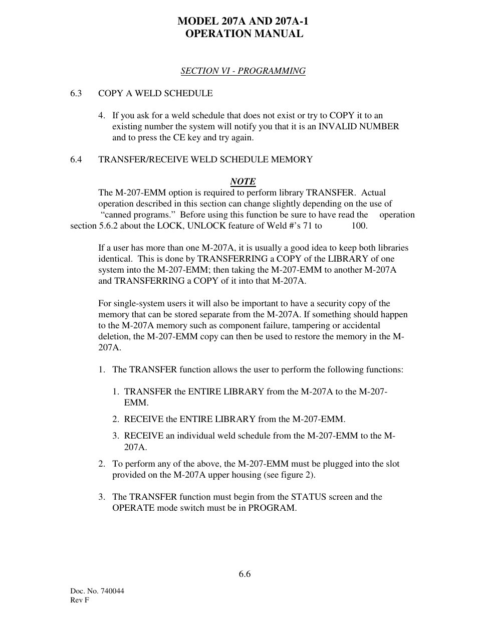 Arc Machines 207 User Manual | Page 58 / 77
