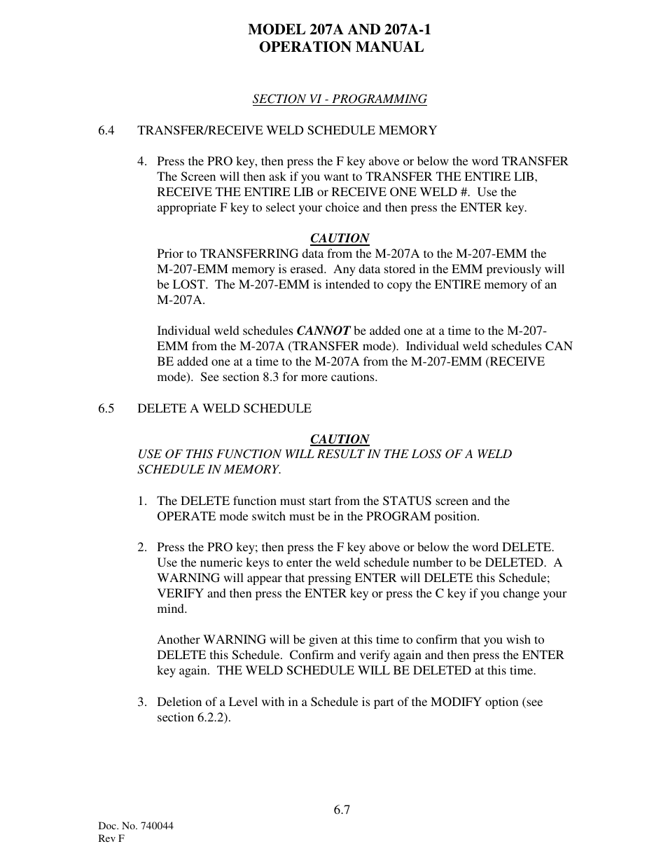 Arc Machines 207 User Manual | Page 59 / 77