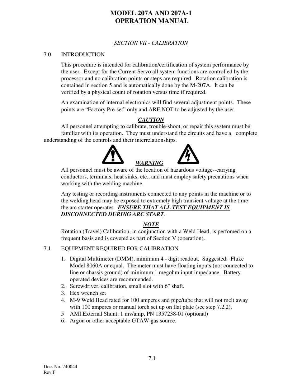 Arc Machines 207 User Manual | Page 60 / 77