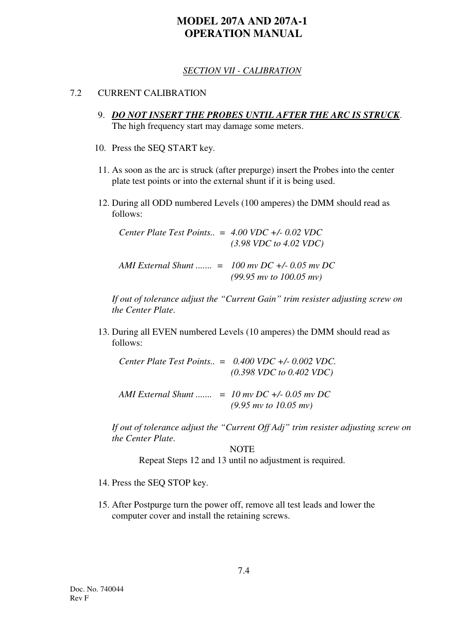 Arc Machines 207 User Manual | Page 63 / 77