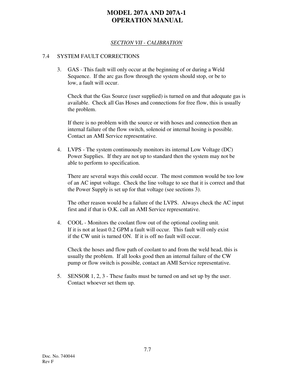 Arc Machines 207 User Manual | Page 66 / 77