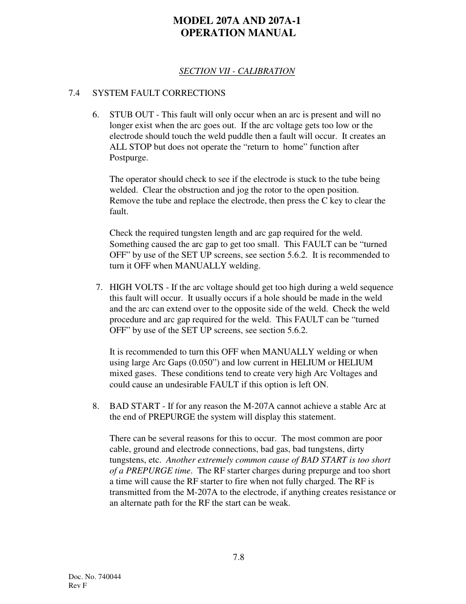 Arc Machines 207 User Manual | Page 67 / 77