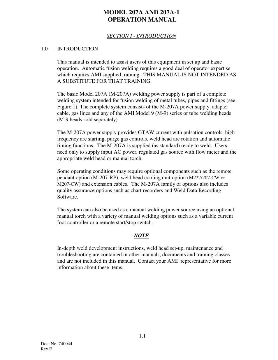 Arc Machines 207 User Manual | Page 7 / 77