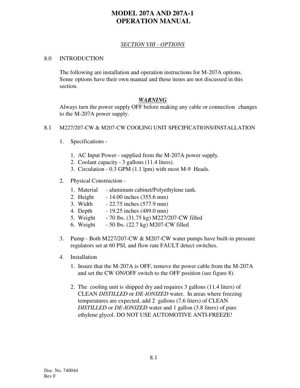 Arc Machines 207 User Manual | Page 71 / 77