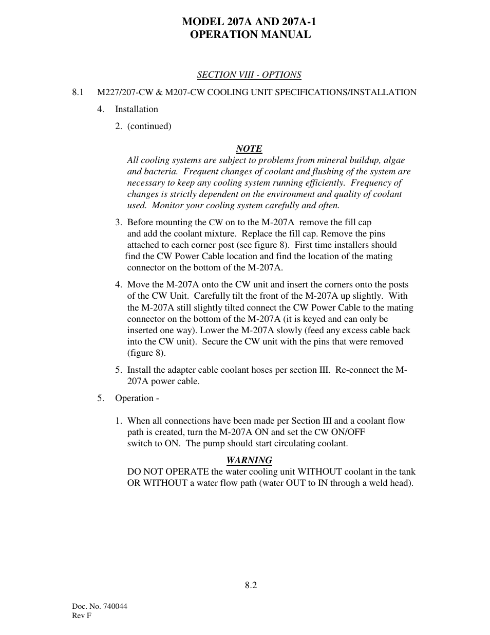 Arc Machines 207 User Manual | Page 72 / 77