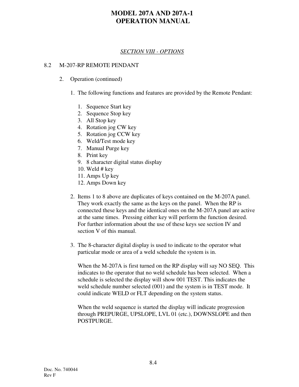 Arc Machines 207 User Manual | Page 74 / 77