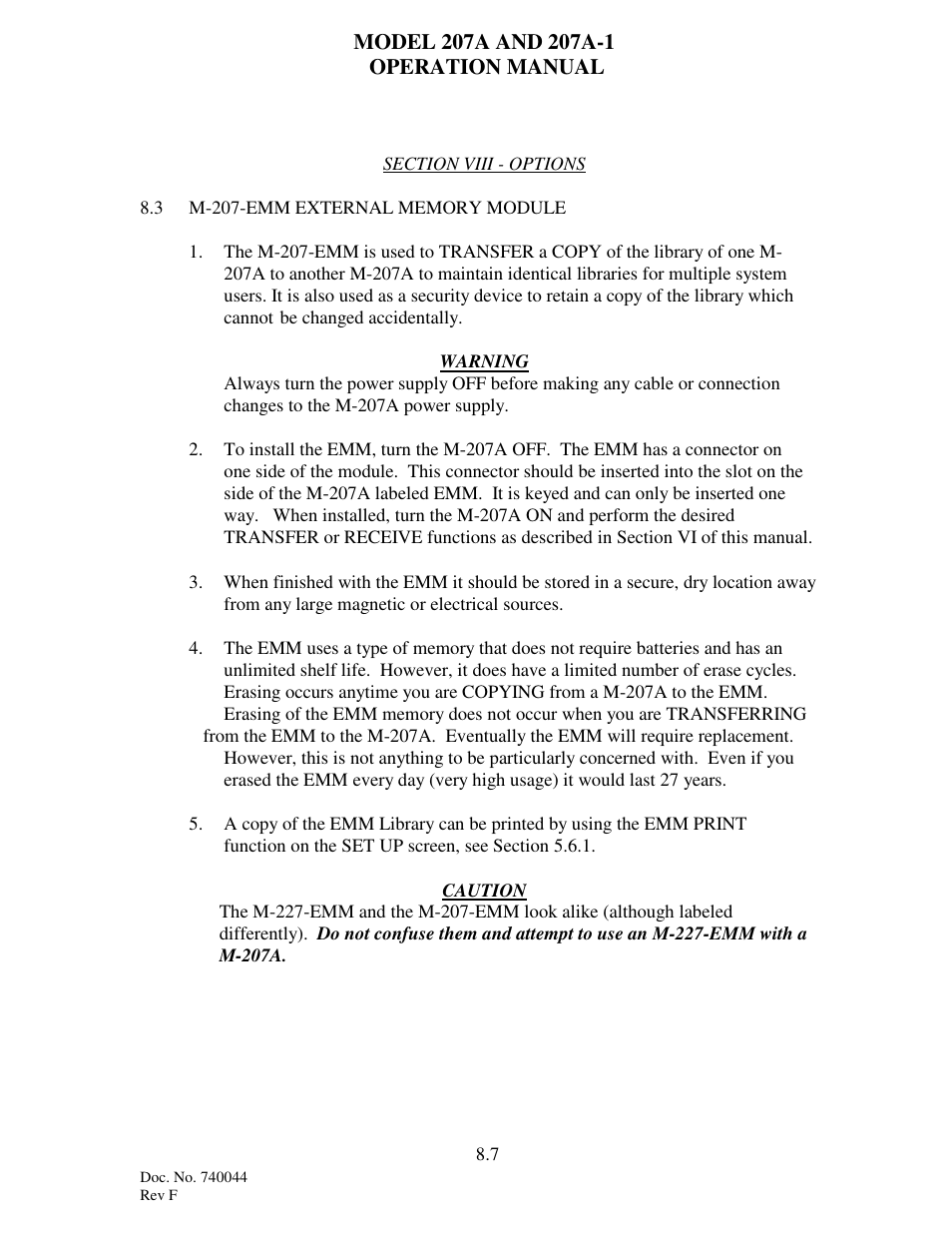 Arc Machines 207 User Manual | Page 76 / 77