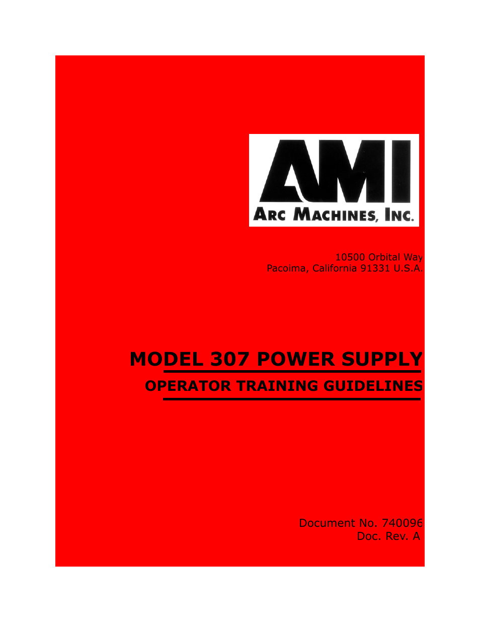 Arc Machines 307 User Manual | 190 pages