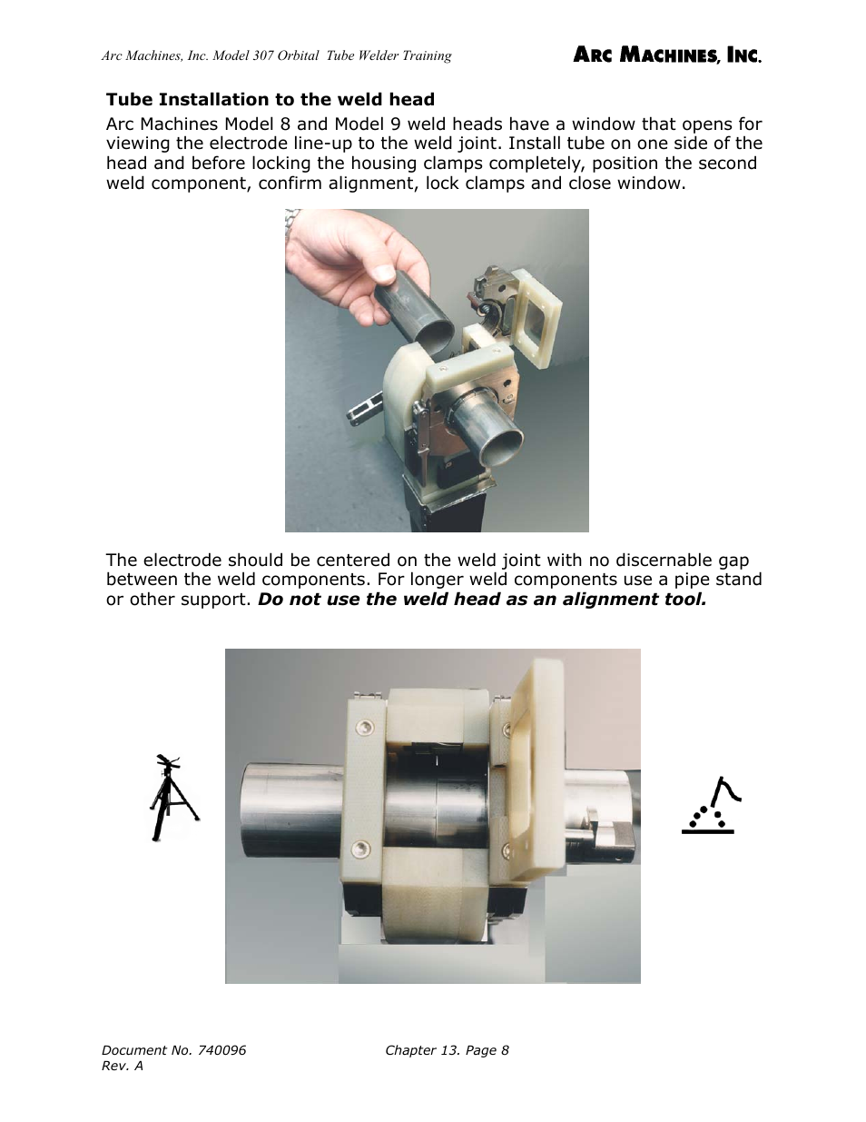 Tube installation to the weld head | Arc Machines 307 User Manual | Page 141 / 190