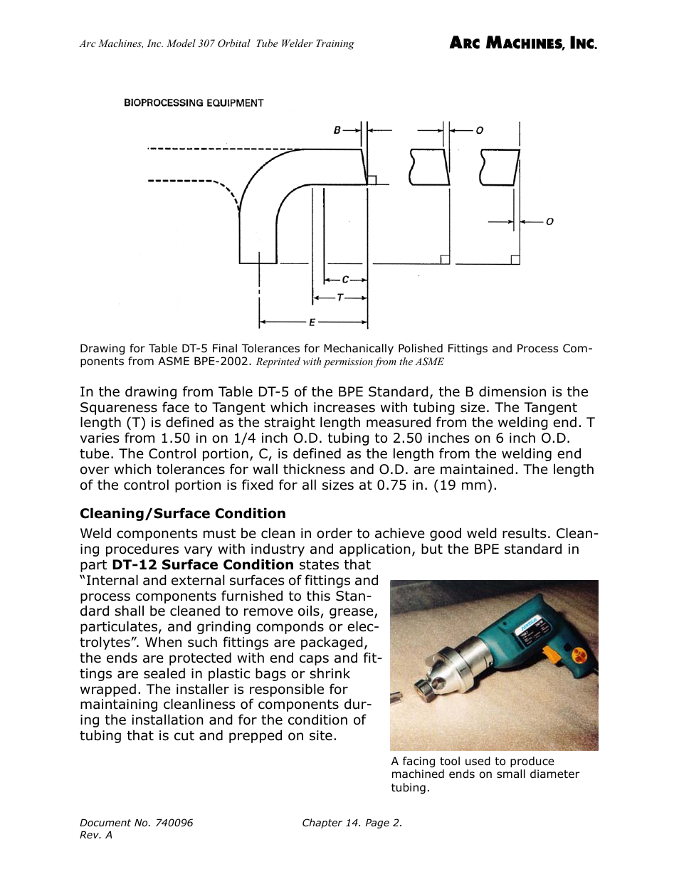 Cleaning/surface condition | Arc Machines 307 User Manual | Page 146 / 190