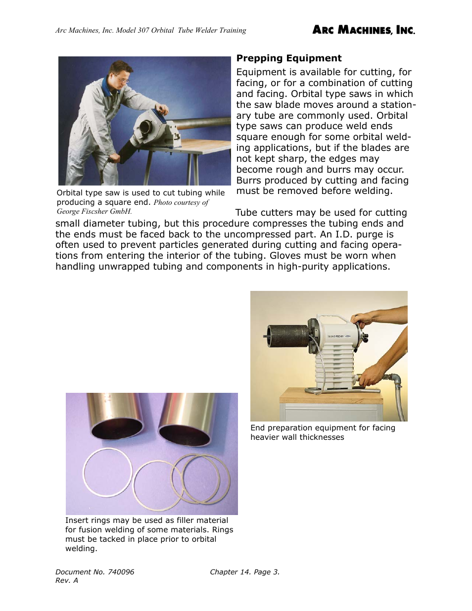 Prepping equipment | Arc Machines 307 User Manual | Page 147 / 190