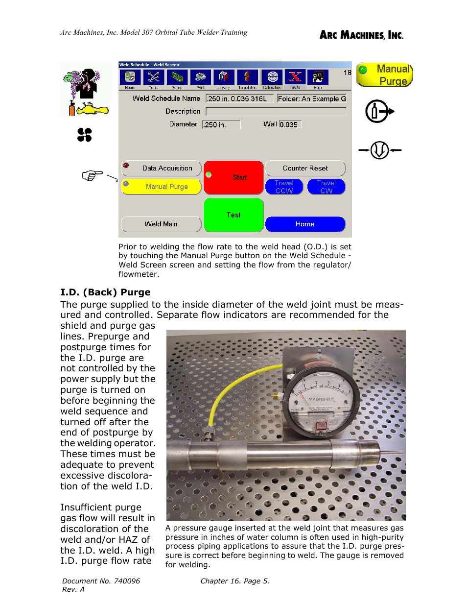 I.d. (back) purge | Arc Machines 307 User Manual | Page 158 / 190
