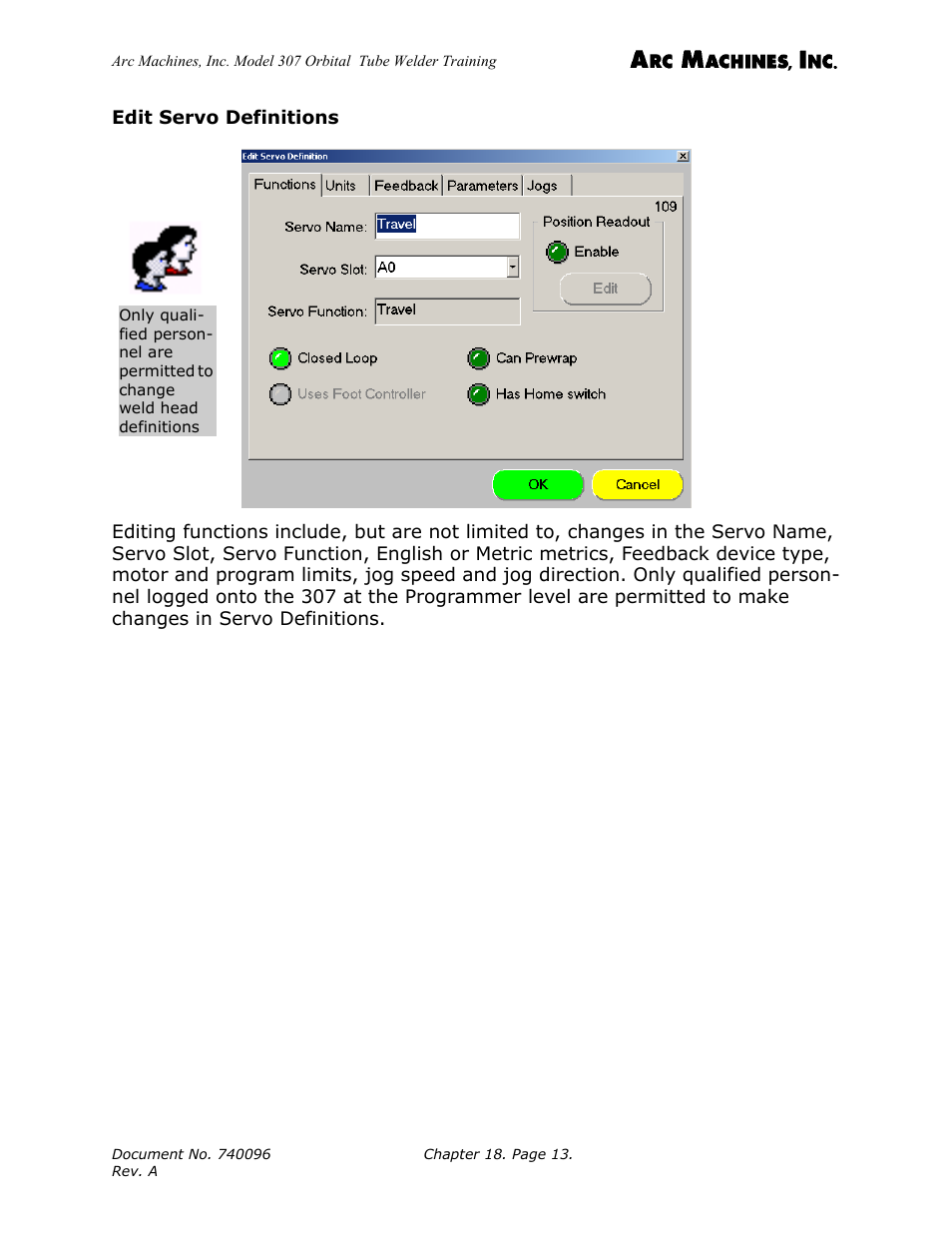 Arc Machines 307 User Manual | Page 180 / 190