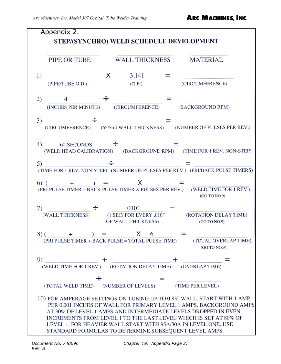 Arc Machines 307 User Manual | Page 182 / 190