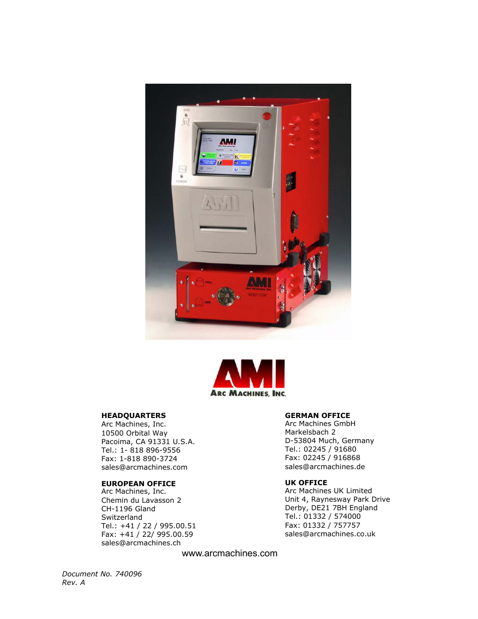 Arc Machines 307 User Manual | Page 2 / 190