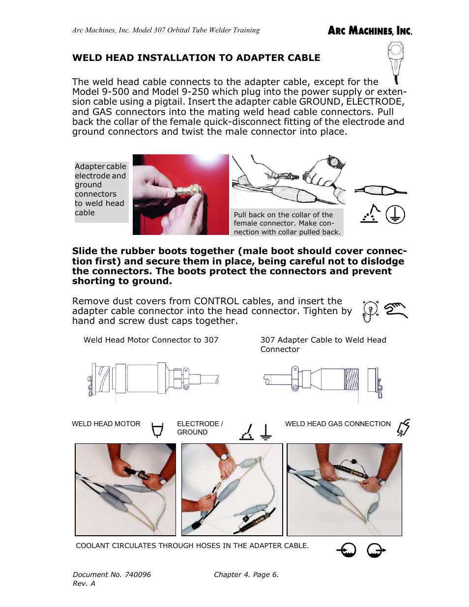 Weld head installation to adapter cable | Arc Machines 307 User Manual | Page 40 / 190