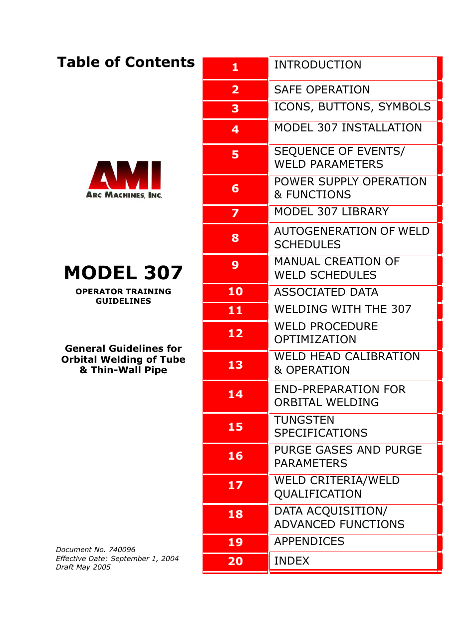 Arc Machines 307 User Manual | Page 6 / 190
