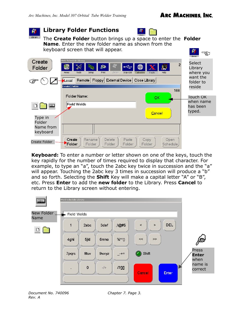 Library folder functions | Arc Machines 307 User Manual | Page 78 / 190