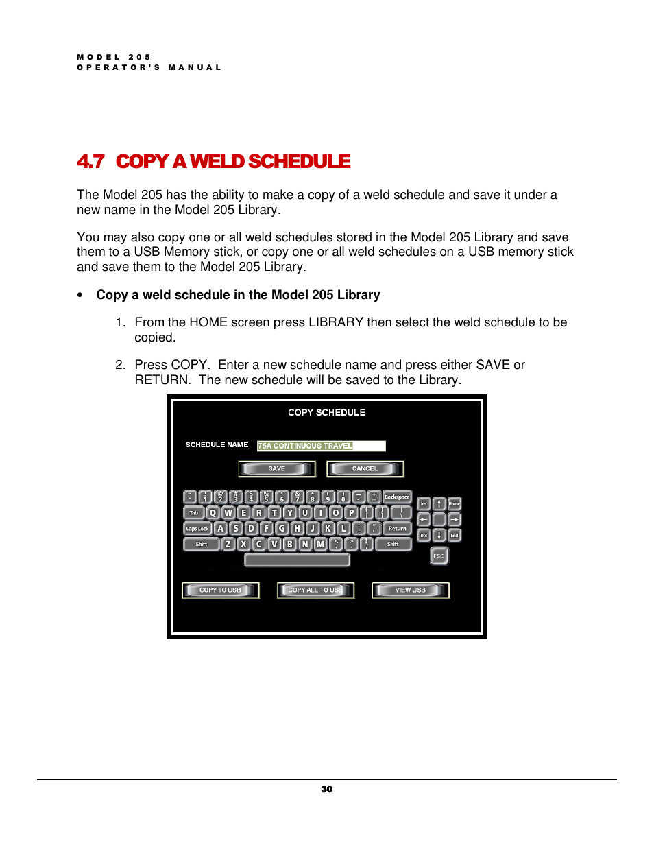 7 copy a weld schedule | Arc Machines 205 WDR User Manual | Page 34 / 59