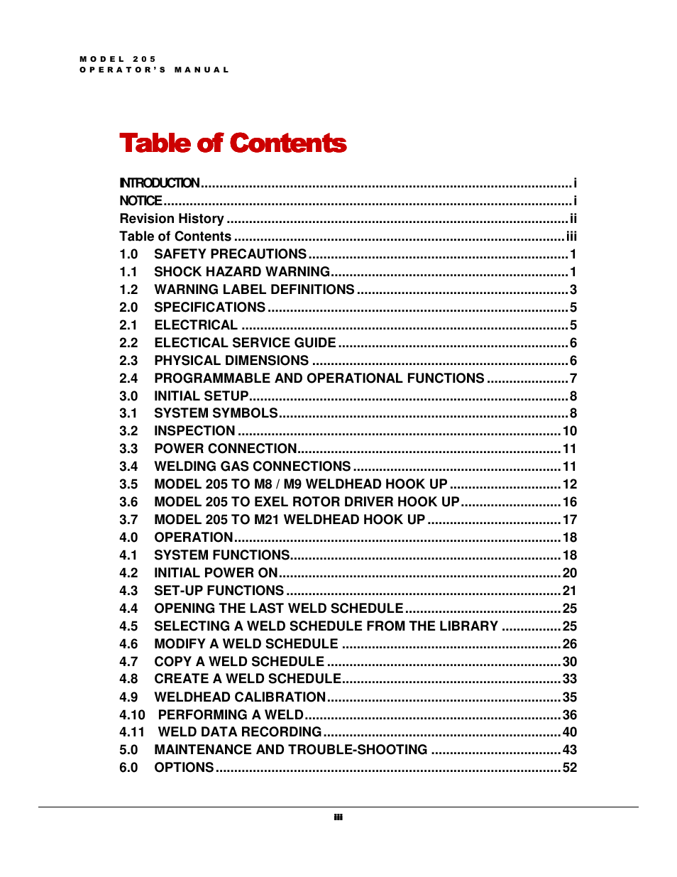 Arc Machines 205 WDR User Manual | Page 4 / 59