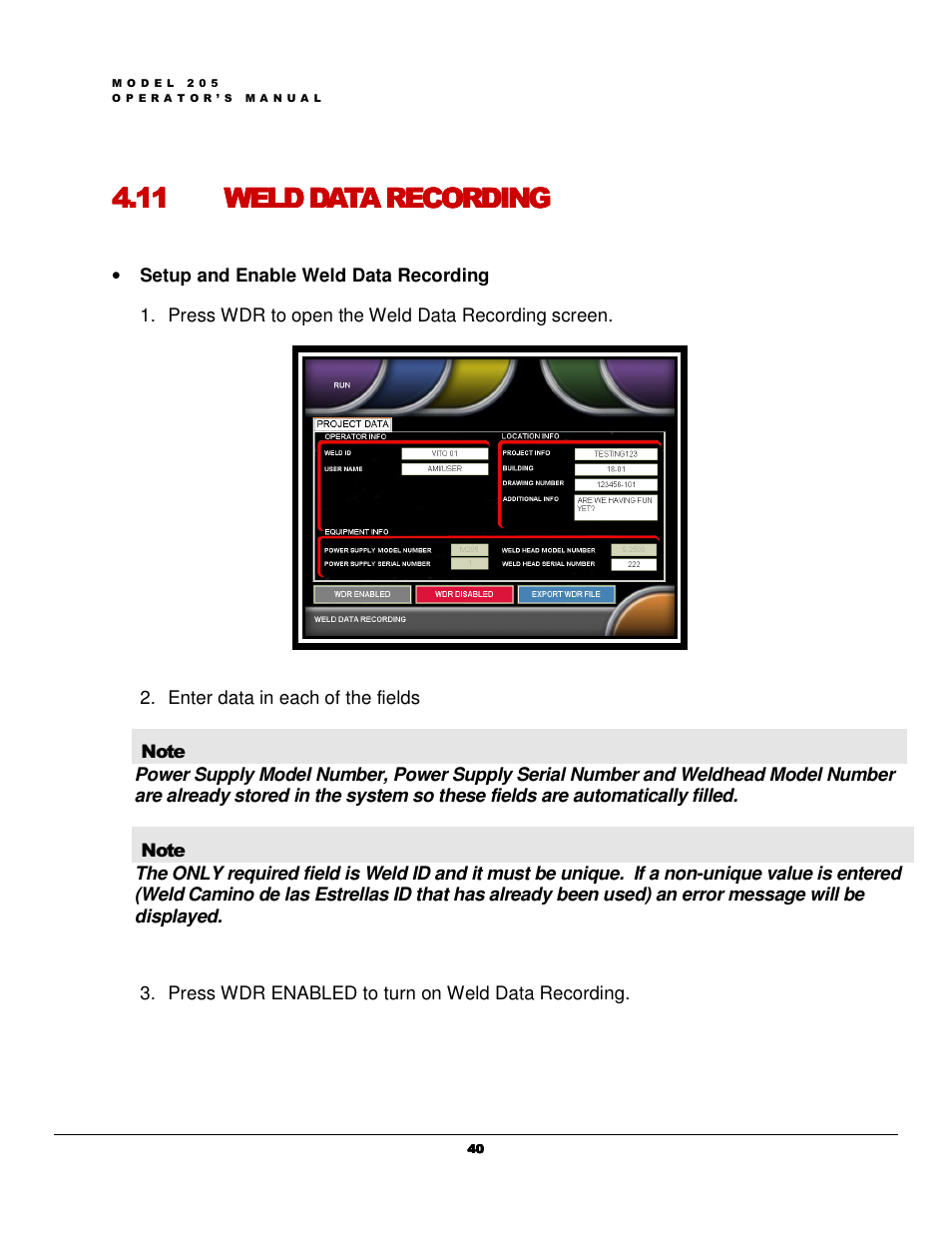 Arc Machines 205 WDR User Manual | Page 44 / 59