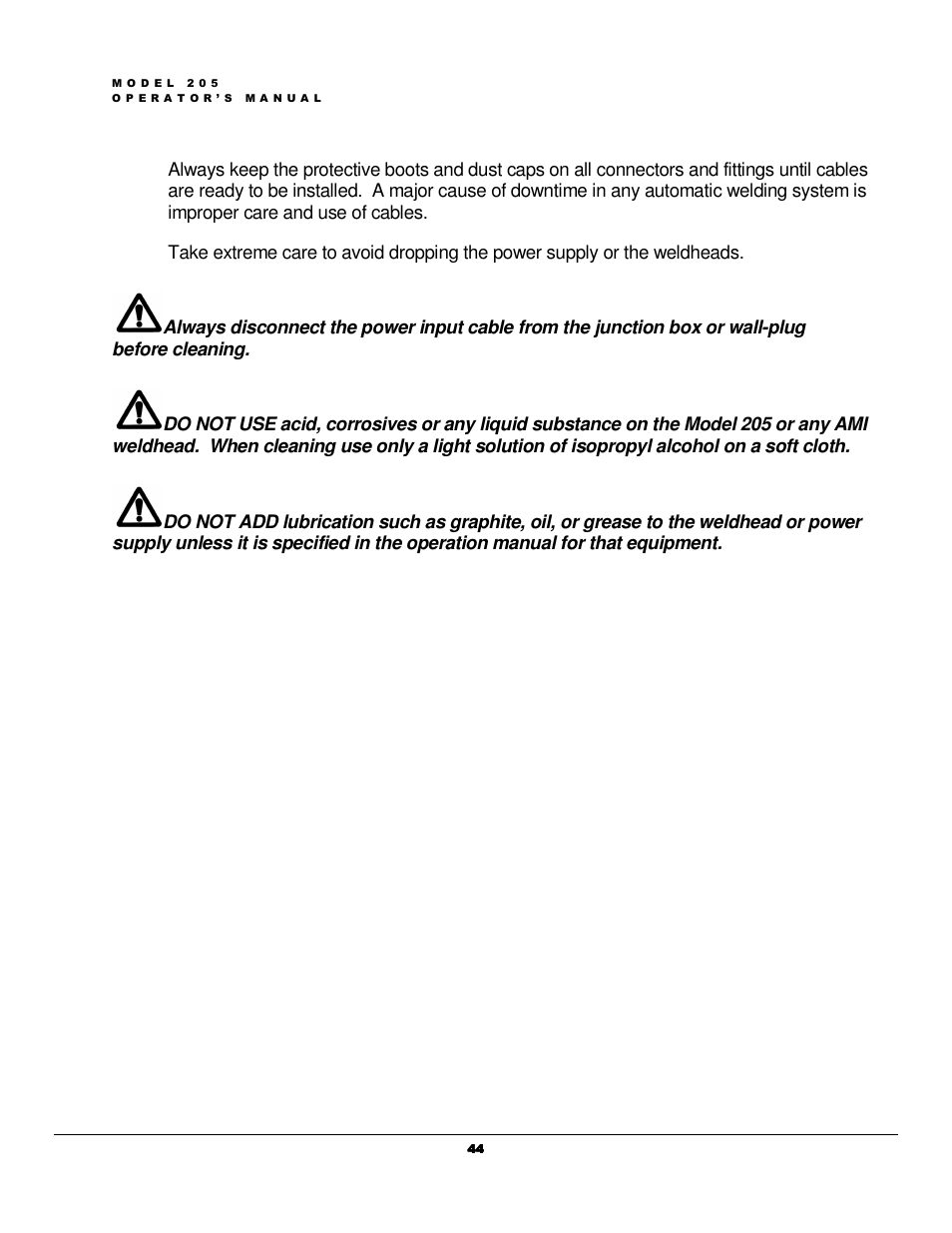 Arc Machines 205 WDR User Manual | Page 48 / 59