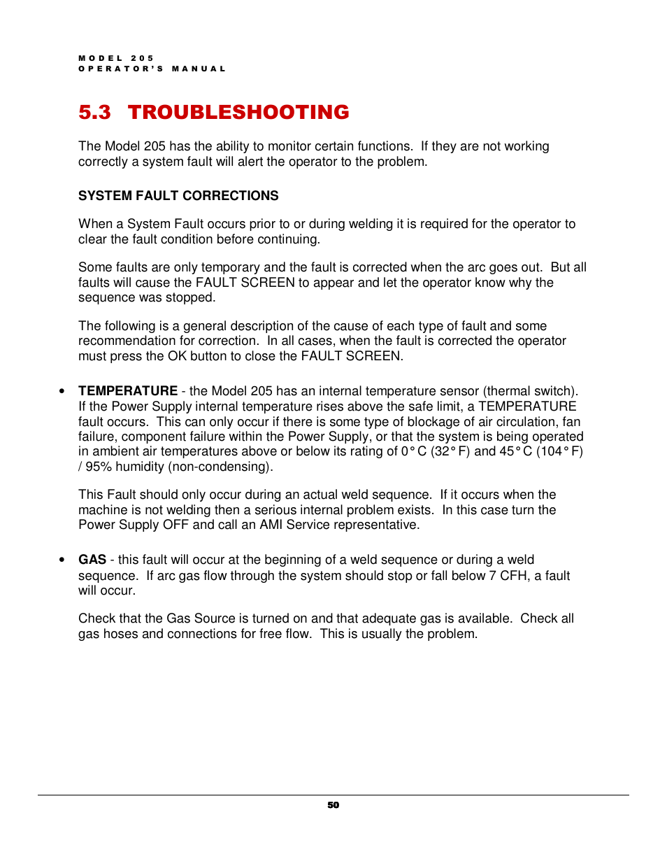 3 troubleshooting | Arc Machines 205 WDR User Manual | Page 54 / 59