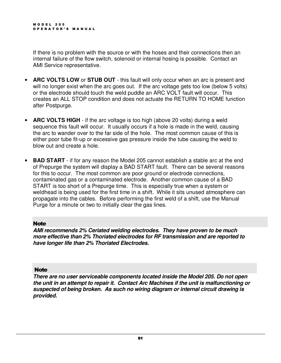 Arc Machines 205 WDR User Manual | Page 55 / 59