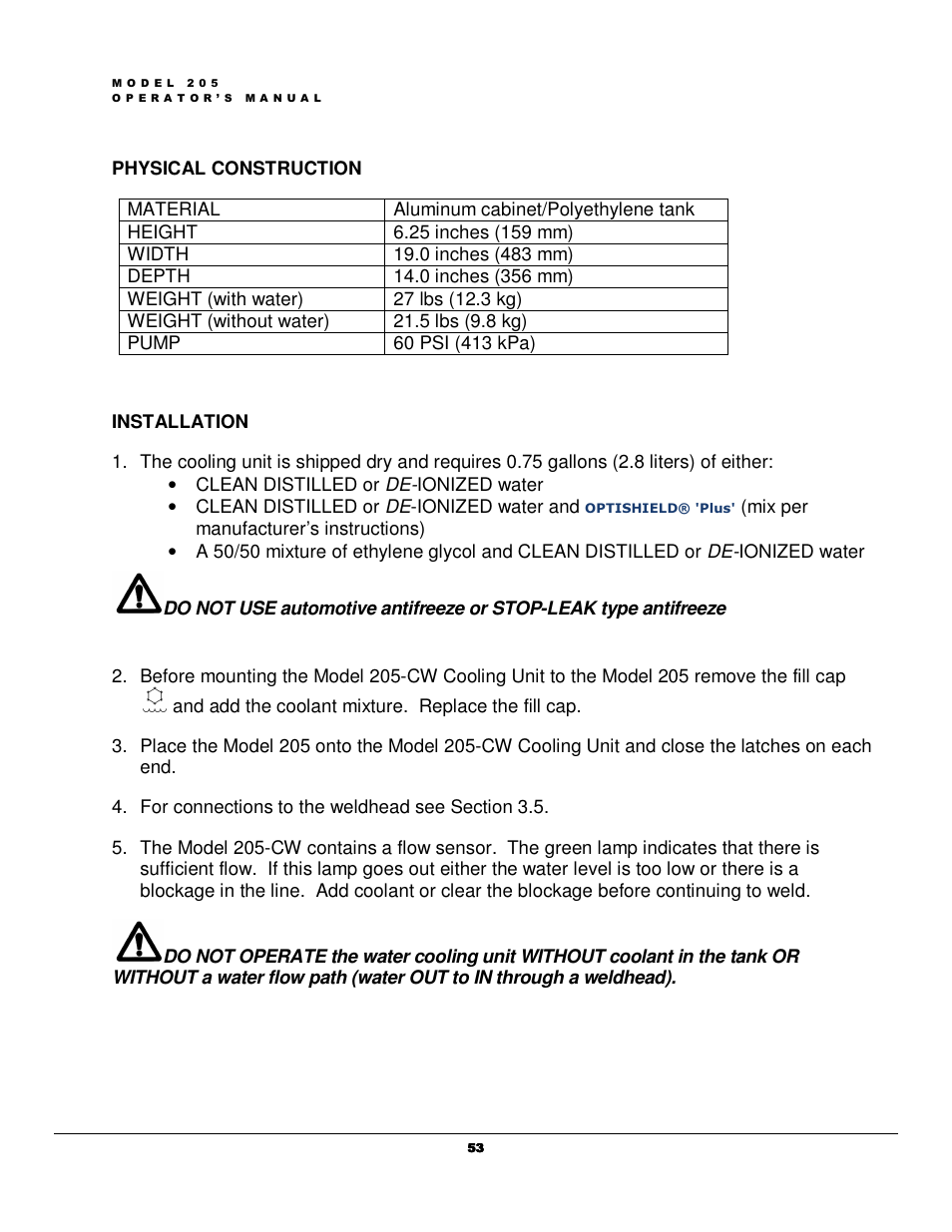 Arc Machines 205 WDR User Manual | Page 57 / 59