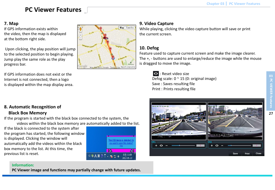 Slide number 29, Pc viewer features | Astak G660 DashPro2Channel - User Manual User Manual | Page 29 / 34