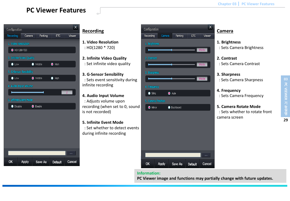 Slide number 31, Pc viewer features | Astak G660 DashPro2Channel - User Manual User Manual | Page 31 / 34