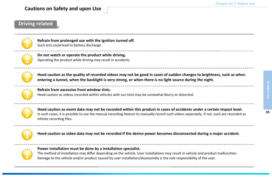 Slide number 5, Driving related cautions on safety and upon use | Astak G660 DashPro2Channel - User Manual User Manual | Page 5 / 34