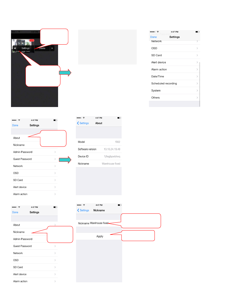 Camera settings | Astak Mobivue - iOS User Manual User Manual | Page 7 / 12