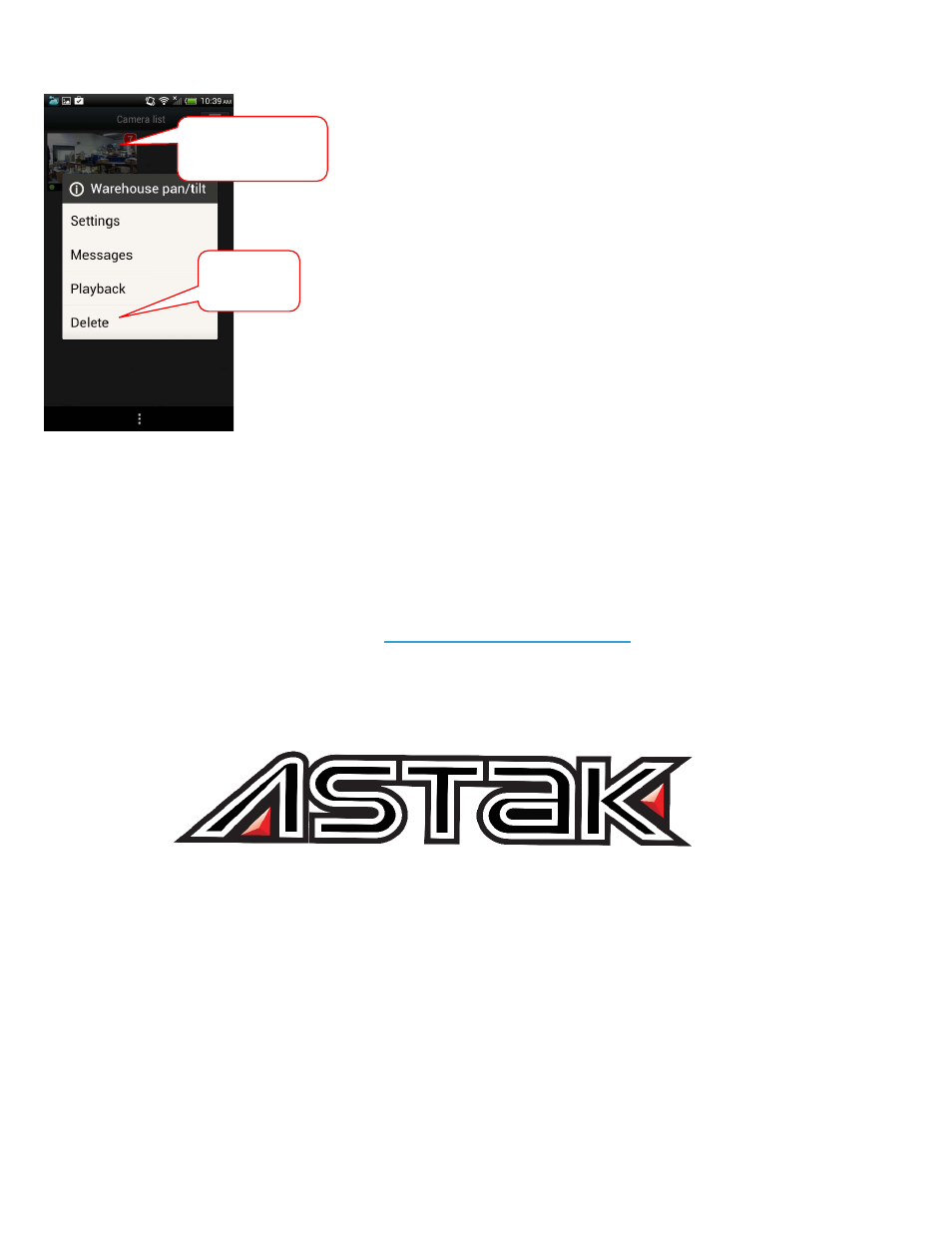 6 remove camera from account, Email: support@astak.com | Astak Mobivue - Android User Manual User Manual | Page 11 / 11