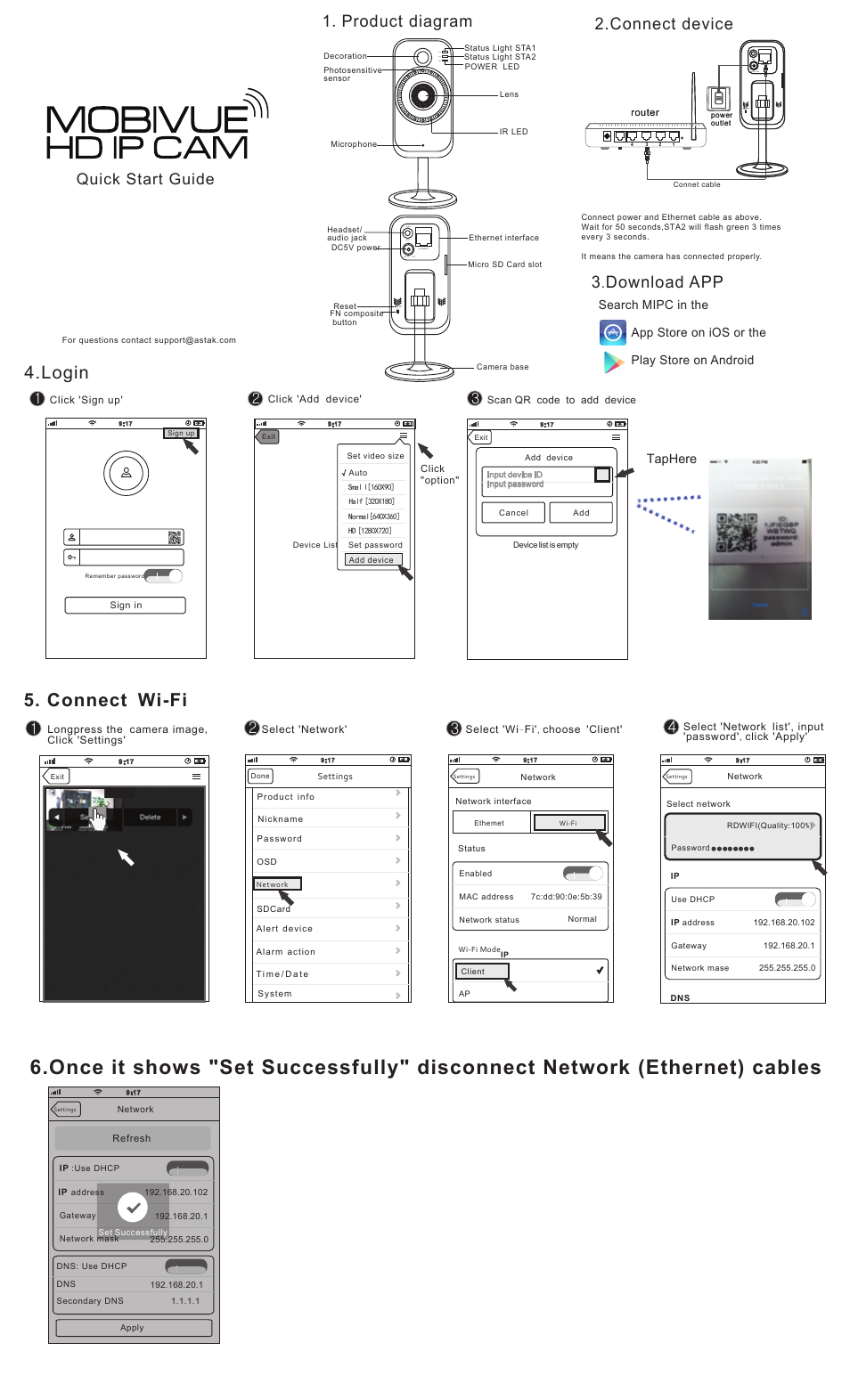 Astak Mobivue - Quick Start Guide User Manual | 1 page